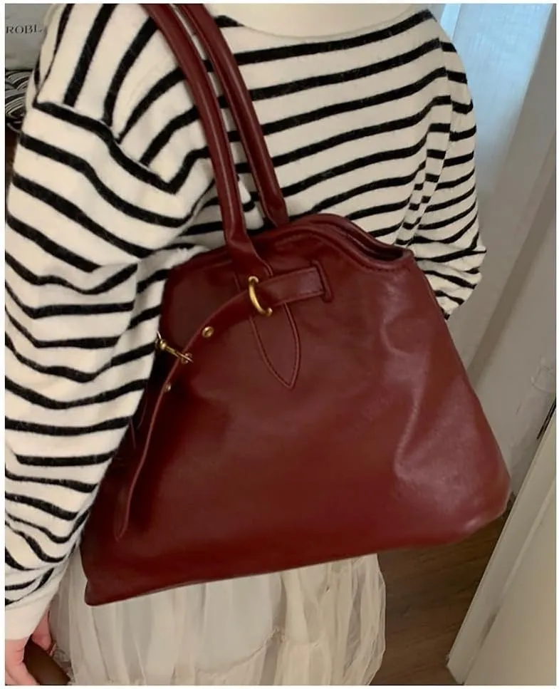 JHTPSLR Vegan Leather Tote Bag for Women Large Vintage Leather Tote Bags Y2k Bags Handbag Work Travel Bags