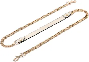 jiesinlov Purse Leather and Chain Bag Shoulder Strap Replacement Crossbody for Handbags,43 Inches in Length(Gold-off white)