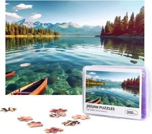 Jigsaw Puzzle Personalized 300 Pieces Puzzles with Storage Bag Clear Lake Water Photos Puzzles Wooden Home Decor Wall Art Custom Picture Puzzle Gift for Wedding Birthday Couple Lovers 10.2"x15"