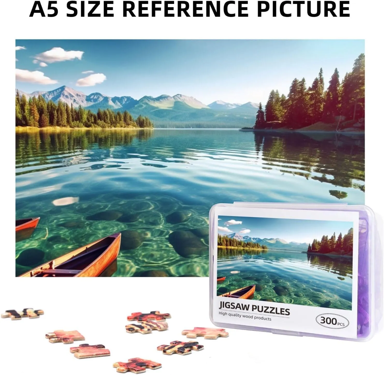 Jigsaw Puzzle Personalized 300 Pieces Puzzles with Storage Bag Clear Lake Water Photos Puzzles Wooden Home Decor Wall Art Custom Picture Puzzle Gift for Wedding Birthday Couple Lovers 10.2"x15"