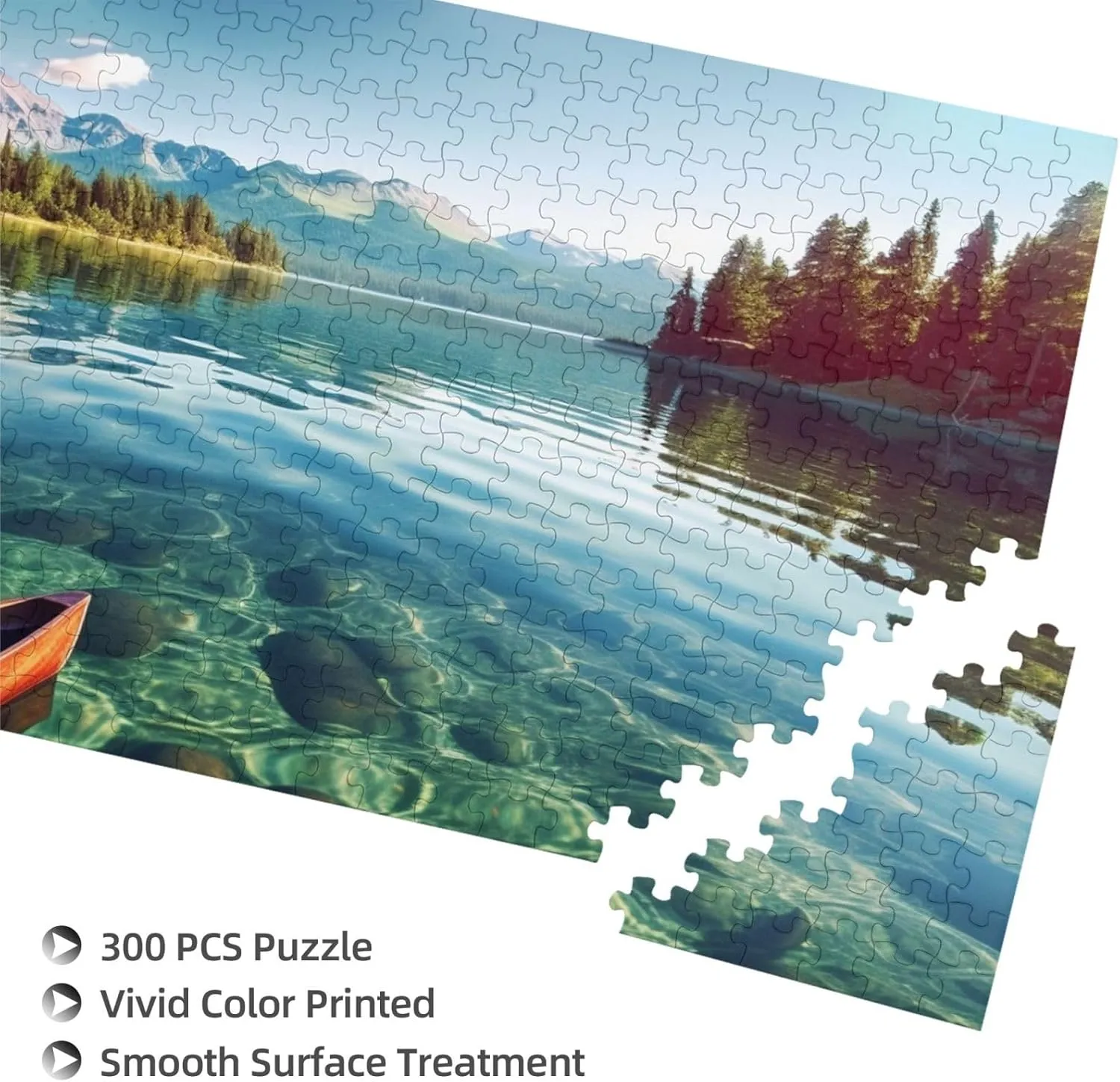 Jigsaw Puzzle Personalized 300 Pieces Puzzles with Storage Bag Clear Lake Water Photos Puzzles Wooden Home Decor Wall Art Custom Picture Puzzle Gift for Wedding Birthday Couple Lovers 10.2"x15"