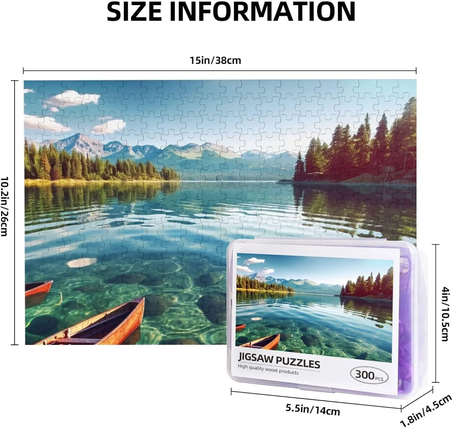 Jigsaw Puzzle Personalized 300 Pieces Puzzles with Storage Bag Clear Lake Water Photos Puzzles Wooden Home Decor Wall Art Custom Picture Puzzle Gift for Wedding Birthday Couple Lovers 10.2"x15"