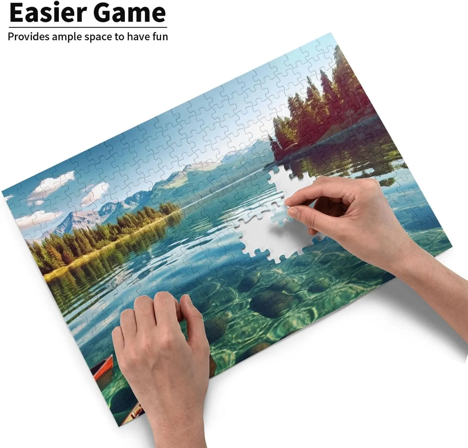 Jigsaw Puzzle Personalized 300 Pieces Puzzles with Storage Bag Clear Lake Water Photos Puzzles Wooden Home Decor Wall Art Custom Picture Puzzle Gift for Wedding Birthday Couple Lovers 10.2"x15"