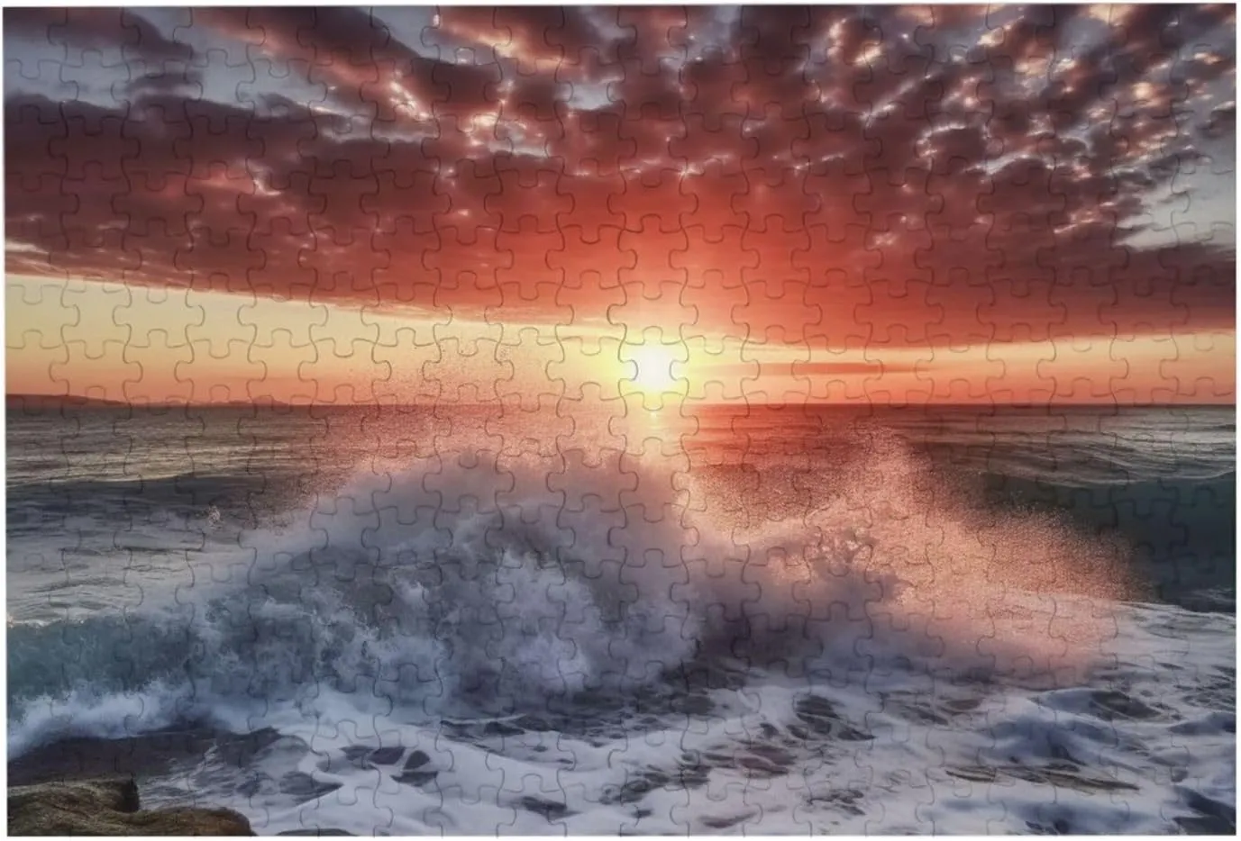 Jigsaw Puzzle Personalized 300 Pieces Puzzles with Storage Bag Sea Spray and Sunrise Photos Puzzles Wooden Home Decor Wall Art Custom Picture Puzzle Gift for Wedding Birthday Couple Lovers 10.2"x15"
