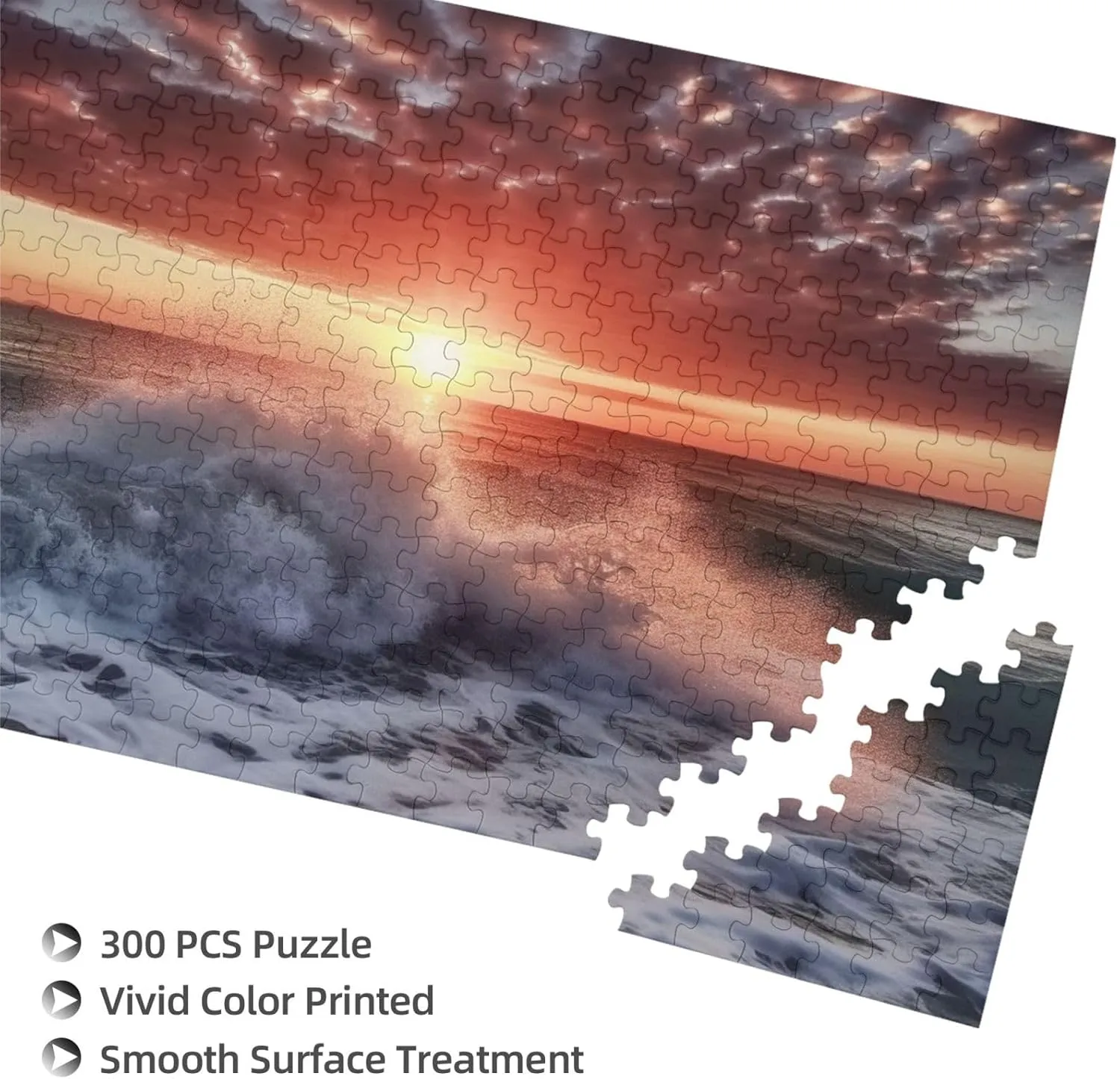 Jigsaw Puzzle Personalized 300 Pieces Puzzles with Storage Bag Sea Spray and Sunrise Photos Puzzles Wooden Home Decor Wall Art Custom Picture Puzzle Gift for Wedding Birthday Couple Lovers 10.2"x15"