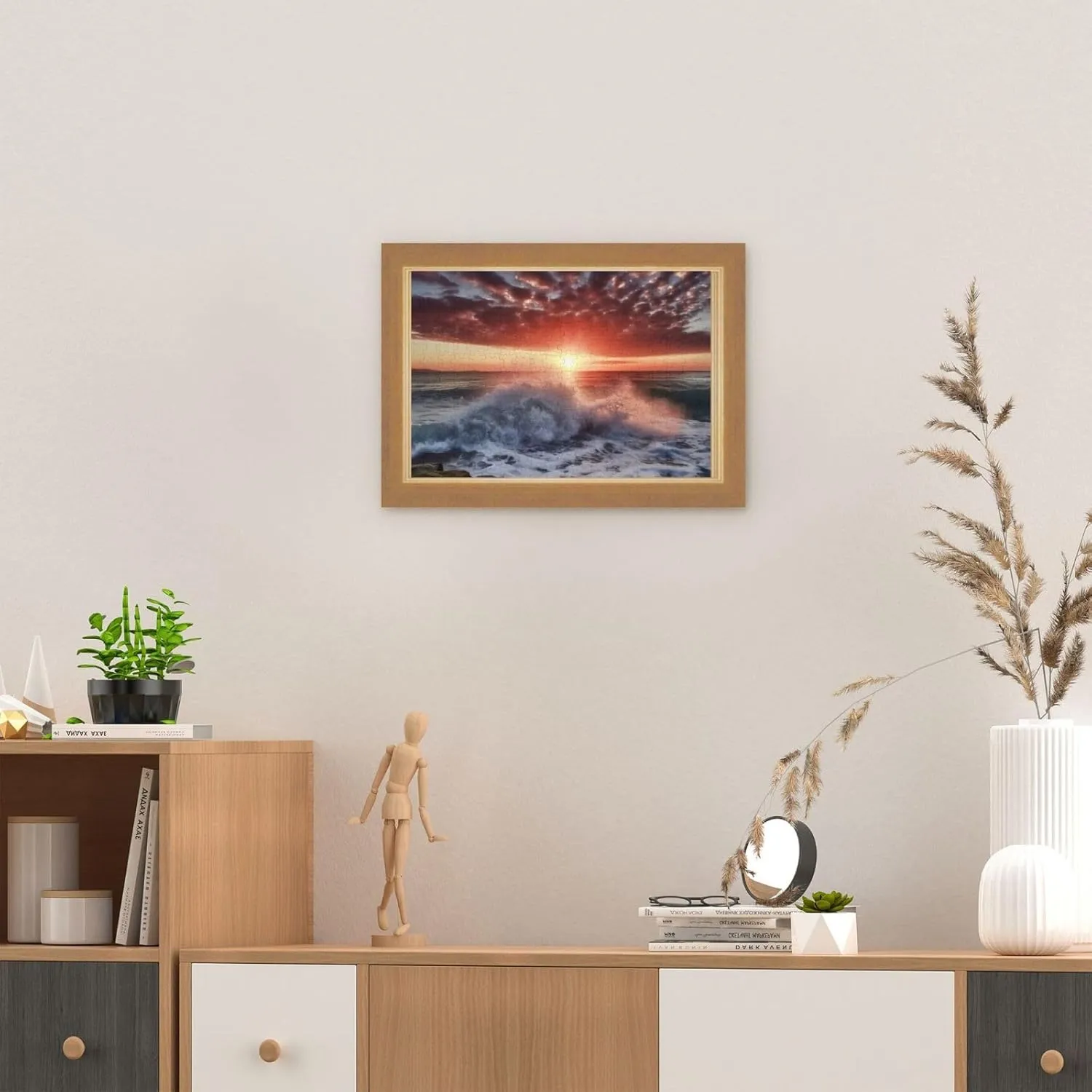 Jigsaw Puzzle Personalized 300 Pieces Puzzles with Storage Bag Sea Spray and Sunrise Photos Puzzles Wooden Home Decor Wall Art Custom Picture Puzzle Gift for Wedding Birthday Couple Lovers 10.2"x15"