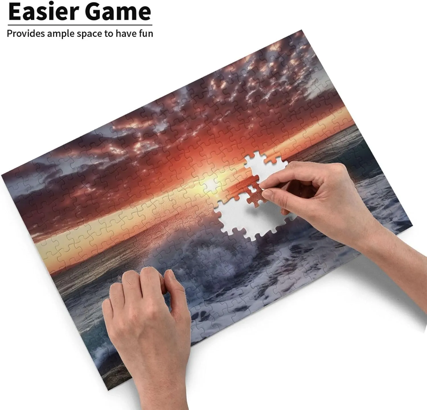 Jigsaw Puzzle Personalized 300 Pieces Puzzles with Storage Bag Sea Spray and Sunrise Photos Puzzles Wooden Home Decor Wall Art Custom Picture Puzzle Gift for Wedding Birthday Couple Lovers 10.2"x15"