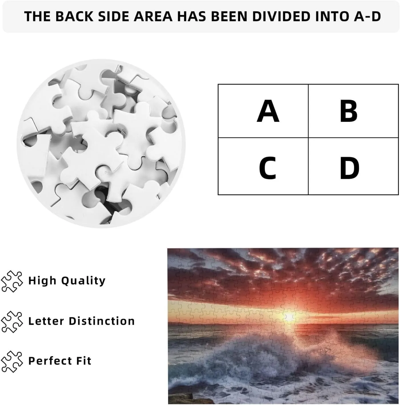 Jigsaw Puzzle Personalized 300 Pieces Puzzles with Storage Bag Sea Spray and Sunrise Photos Puzzles Wooden Home Decor Wall Art Custom Picture Puzzle Gift for Wedding Birthday Couple Lovers 10.2"x15"
