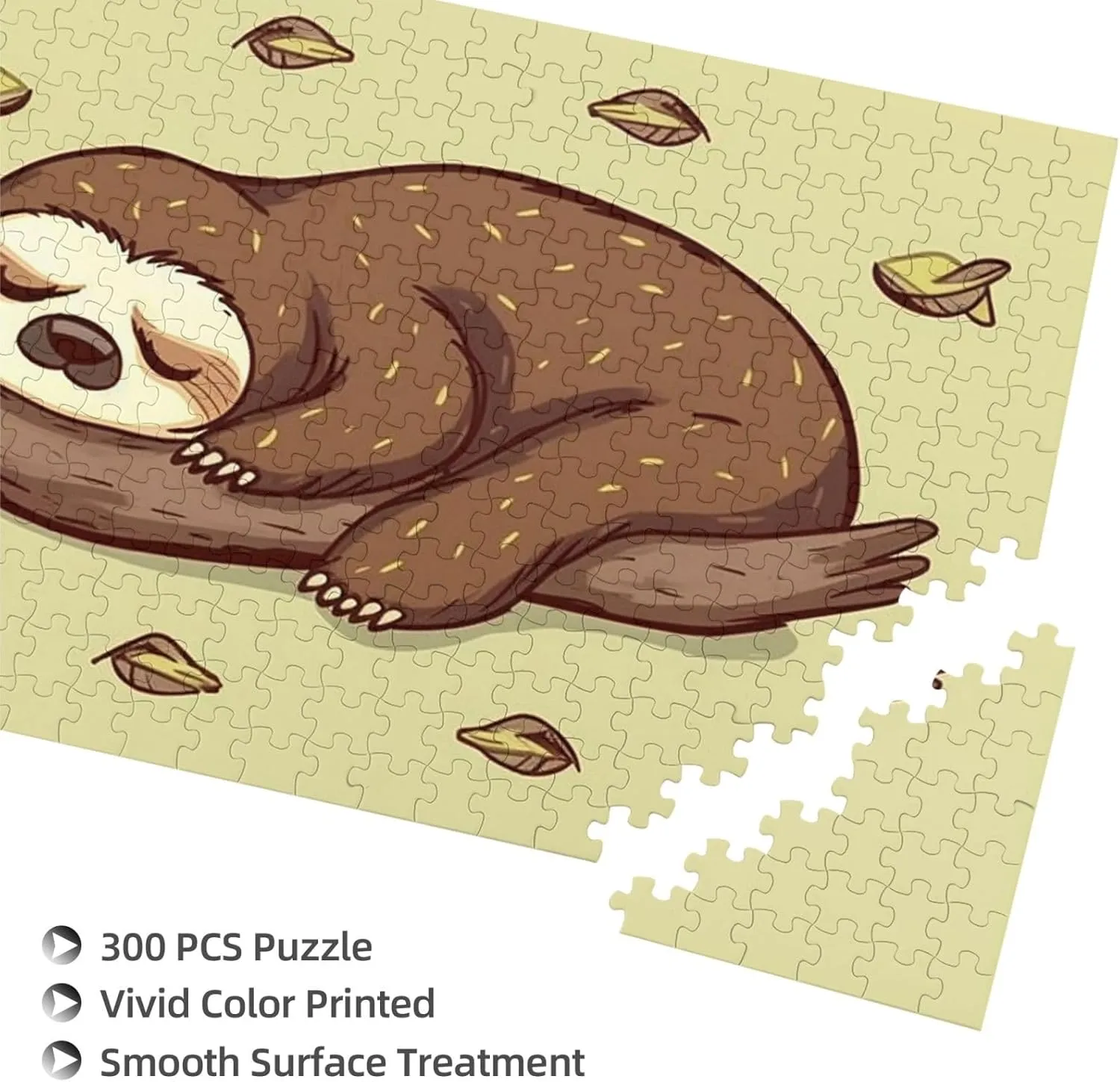 Jigsaw Puzzle Personalized 300 Pieces Puzzles with Storage Bag Sleep Sloth Photos Puzzles Wooden Home Decor Wall Art Custom Picture Puzzle Gift for Wedding Birthday Couple Lovers 10.2"x15"