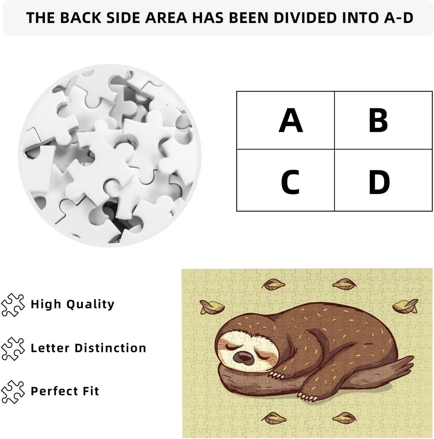 Jigsaw Puzzle Personalized 300 Pieces Puzzles with Storage Bag Sleep Sloth Photos Puzzles Wooden Home Decor Wall Art Custom Picture Puzzle Gift for Wedding Birthday Couple Lovers 10.2"x15"