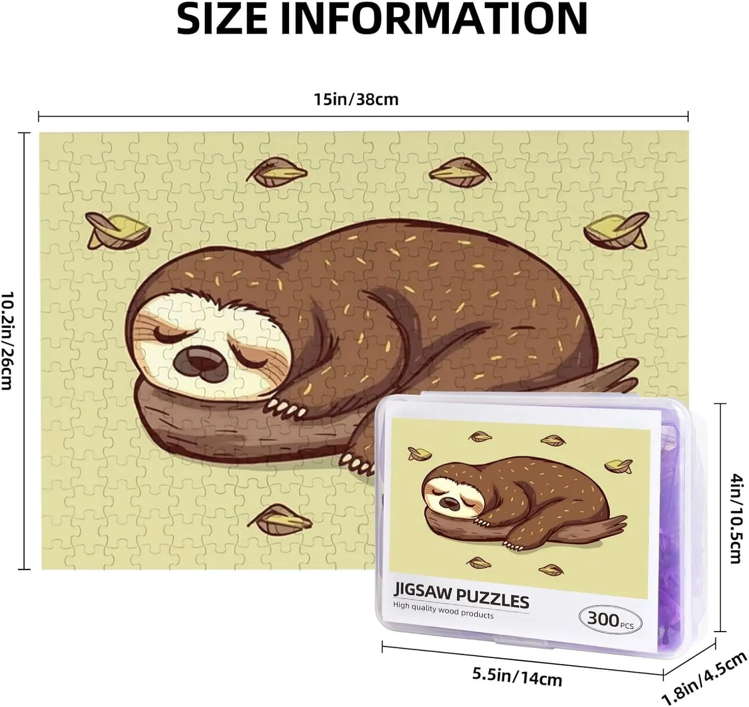 Jigsaw Puzzle Personalized 300 Pieces Puzzles with Storage Bag Sleep Sloth Photos Puzzles Wooden Home Decor Wall Art Custom Picture Puzzle Gift for Wedding Birthday Couple Lovers 10.2"x15"