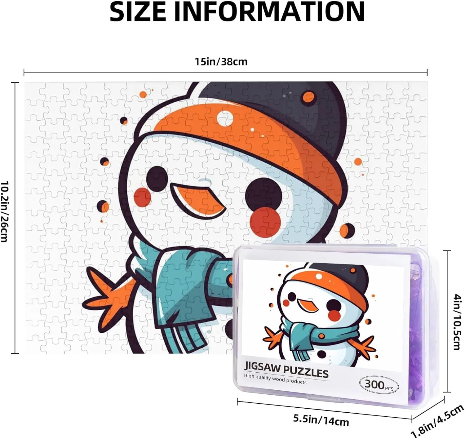 Jigsaw Puzzle Personalized 300 Pieces Puzzles with Storage Bag Snowman Orange Nose Photos Puzzles Wooden Home Decor Wall Art Custom Picture Puzzle Gift for Wedding Birthday Couple Lovers 10.2"x15"