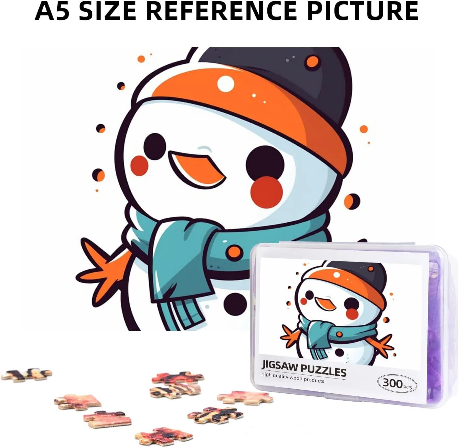 Jigsaw Puzzle Personalized 300 Pieces Puzzles with Storage Bag Snowman Orange Nose Photos Puzzles Wooden Home Decor Wall Art Custom Picture Puzzle Gift for Wedding Birthday Couple Lovers 10.2"x15"