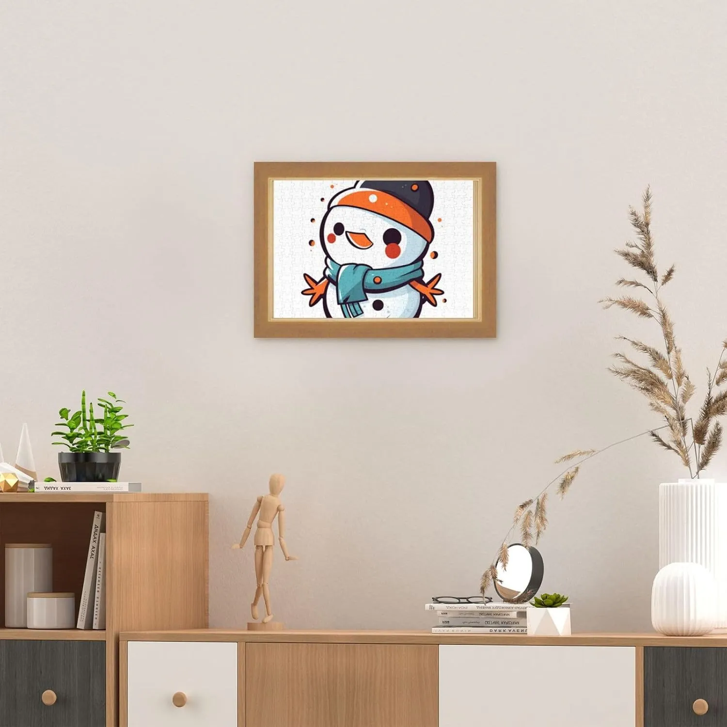 Jigsaw Puzzle Personalized 300 Pieces Puzzles with Storage Bag Snowman Orange Nose Photos Puzzles Wooden Home Decor Wall Art Custom Picture Puzzle Gift for Wedding Birthday Couple Lovers 10.2"x15"