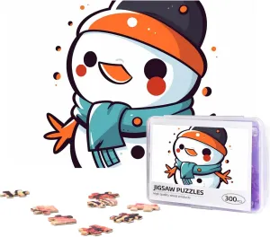 Jigsaw Puzzle Personalized 300 Pieces Puzzles with Storage Bag Snowman Orange Nose Photos Puzzles Wooden Home Decor Wall Art Custom Picture Puzzle Gift for Wedding Birthday Couple Lovers 10.2"x15"