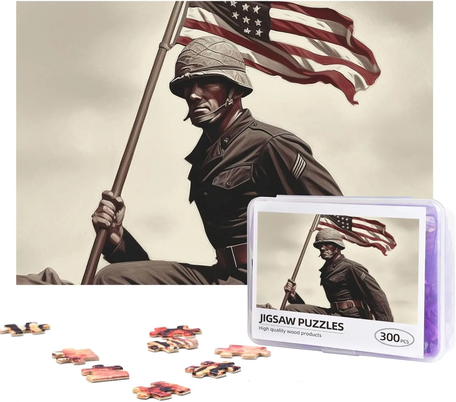 Jigsaw Puzzle Personalized 300 Pieces Puzzles with Storage Bag United States Marine Photos Puzzles Wooden Home Decor Wall Art Custom Picture Puzzle Gift for Wedding Birthday Couple Lovers 10.2"x15"