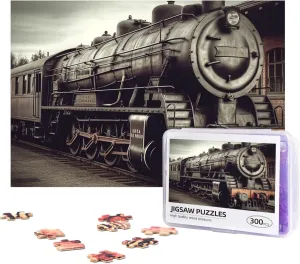 Jigsaw Puzzle Personalized 300 Pieces Puzzles with Storage Bag Vintage Train Photos Puzzles Wooden Home Decor Wall Art Custom Picture Puzzle Gift for Wedding Birthday Couple Lovers 10.2"x15"