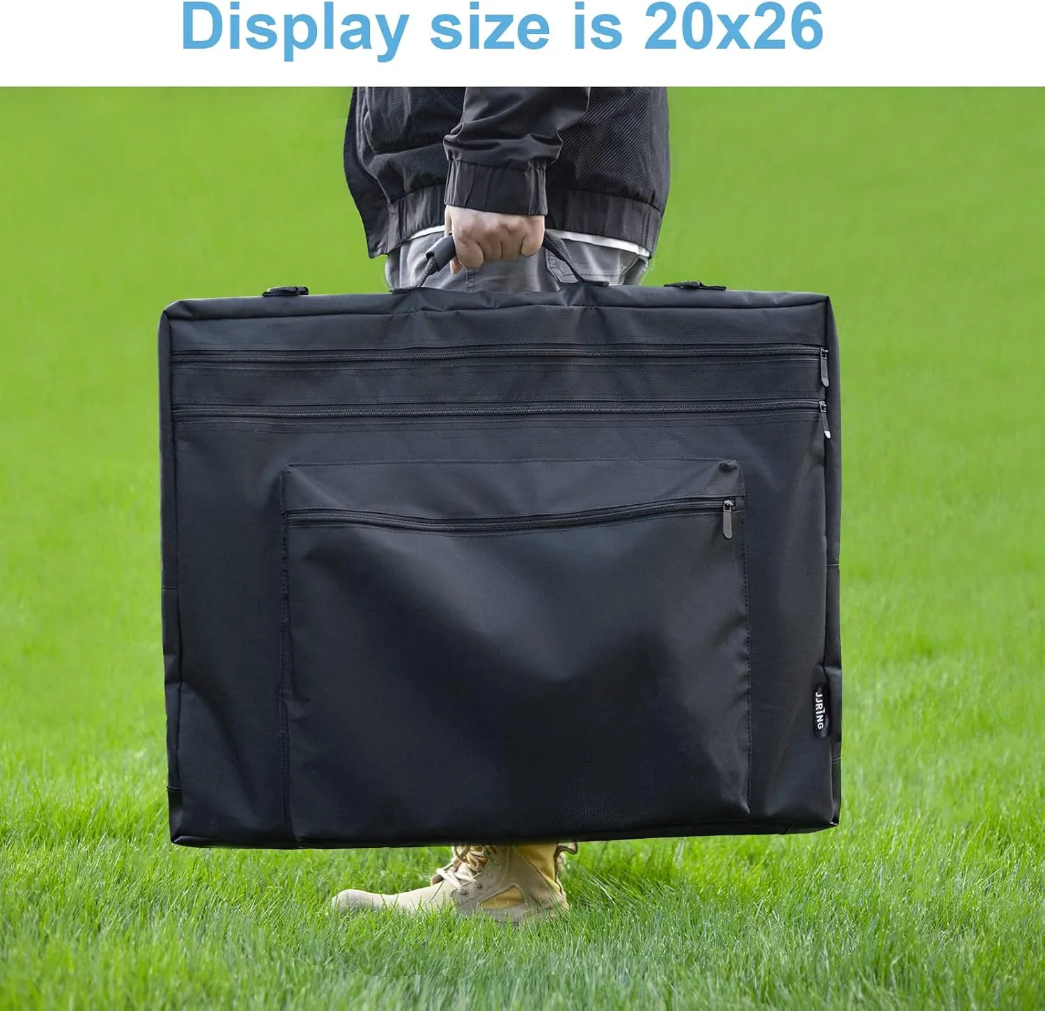 JJRING 20x26 Art Portfolio Tote Bag - Large Carrying Storage Case with Handle & Adjustable Shoulder Strap, Portfolio Folder for Artwork, Posters, Canvas, Drawing Boards