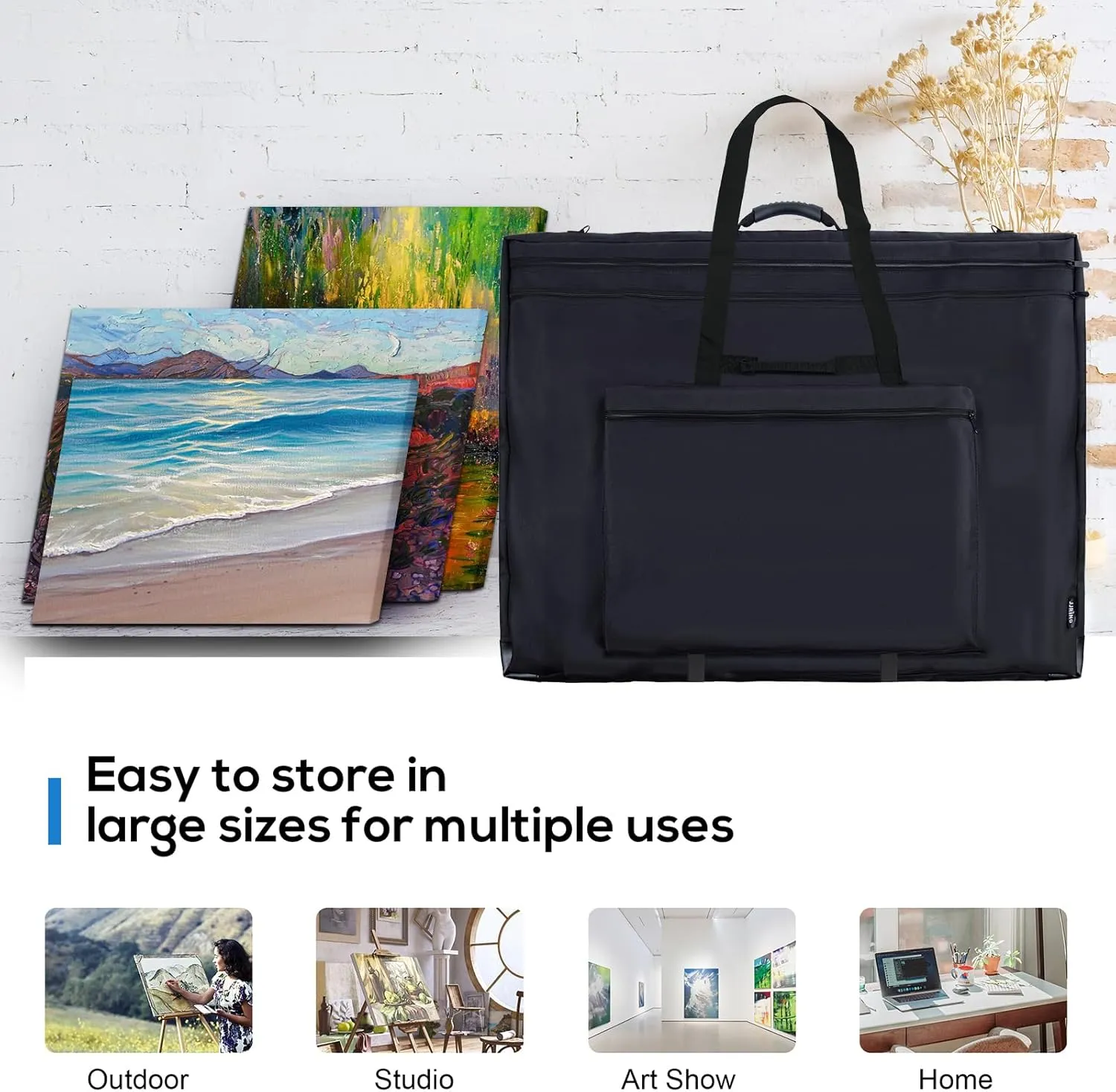 JJRING 32x42 Art Portfolio Tote Bag - Large Carrying Storage Case with Handle & Adjustable Shoulder Strap, Portfolio Folder for Artwork, Posters, Canvas, Drawing Boards