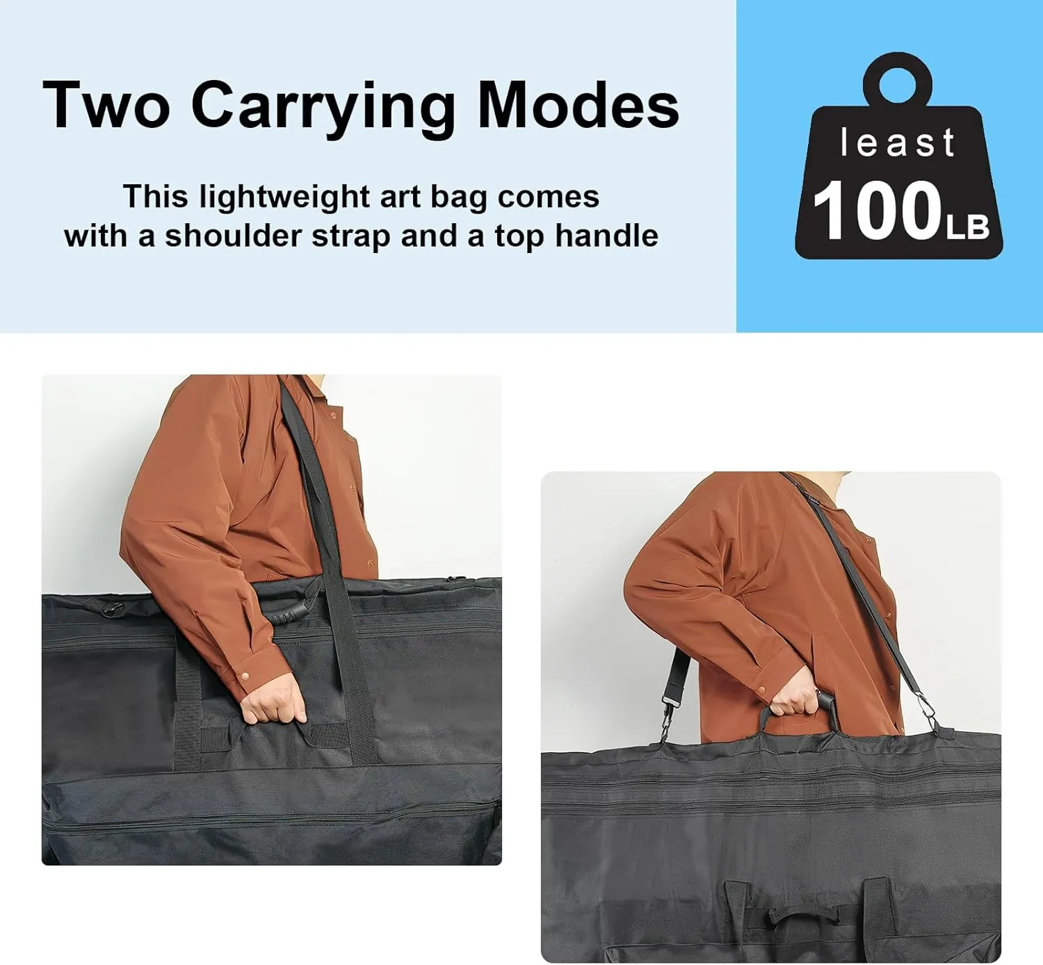 JJRING 32x42 Art Portfolio Tote Bag - Large Carrying Storage Case with Handle & Adjustable Shoulder Strap, Portfolio Folder for Artwork, Posters, Canvas, Drawing Boards