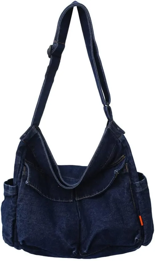 JQWSVE Canvas Messenger Bag Large Hobo Crossbody Bag with Multiple Pockets Canvas Shoulder Tote Bag for Women and Men