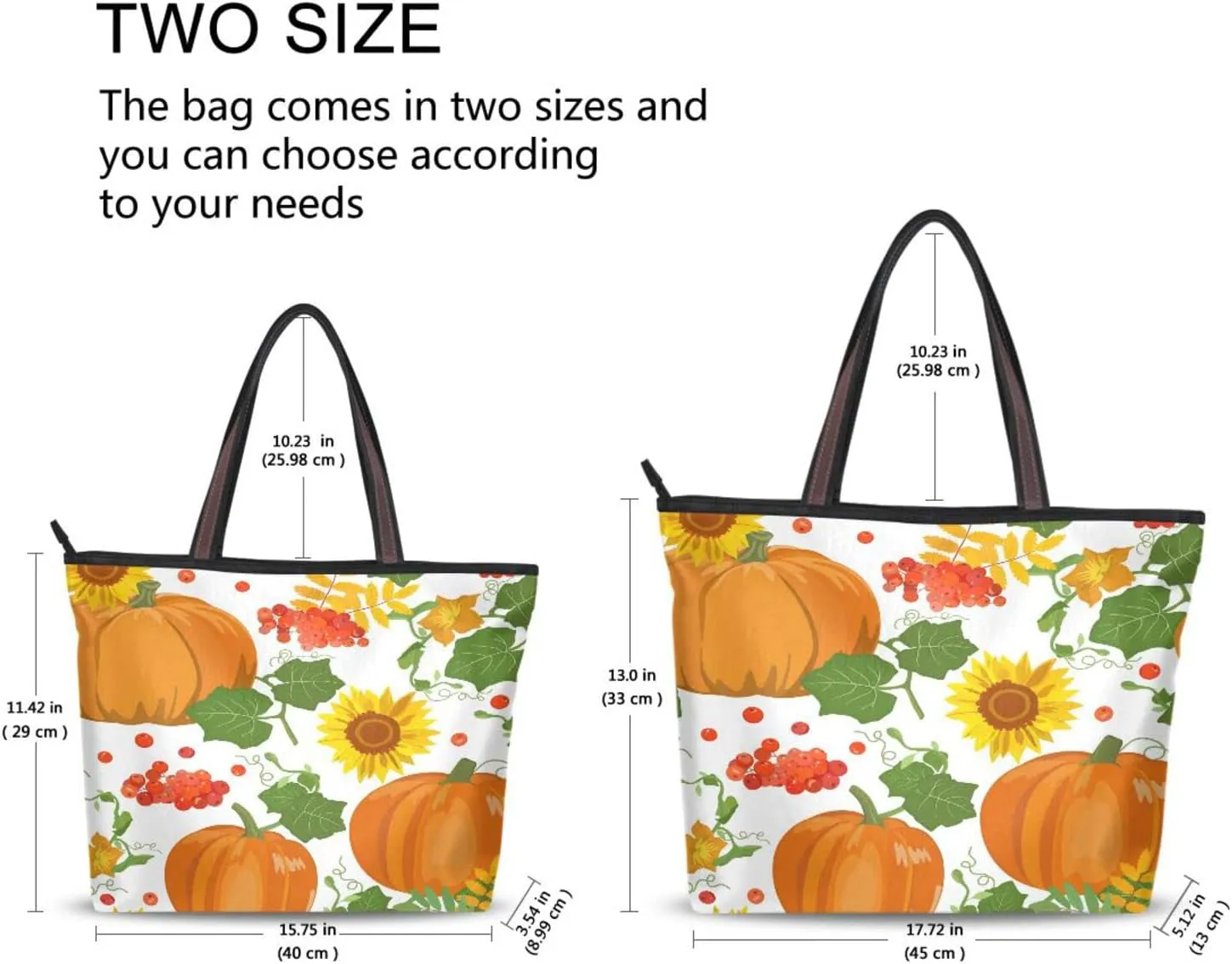 JSTEL Halloween Pumpkin Tote Purse with Pockets and Compartments,Halloween Tote Bag Zippered