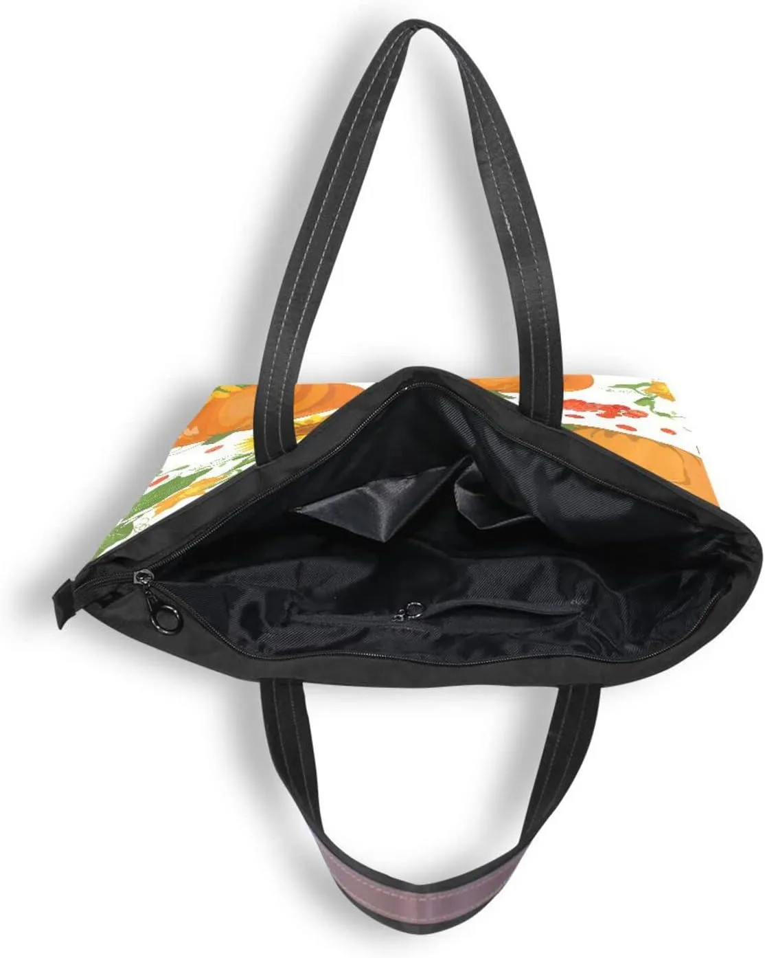 JSTEL Halloween Pumpkin Tote Purse with Pockets and Compartments,Halloween Tote Bag Zippered