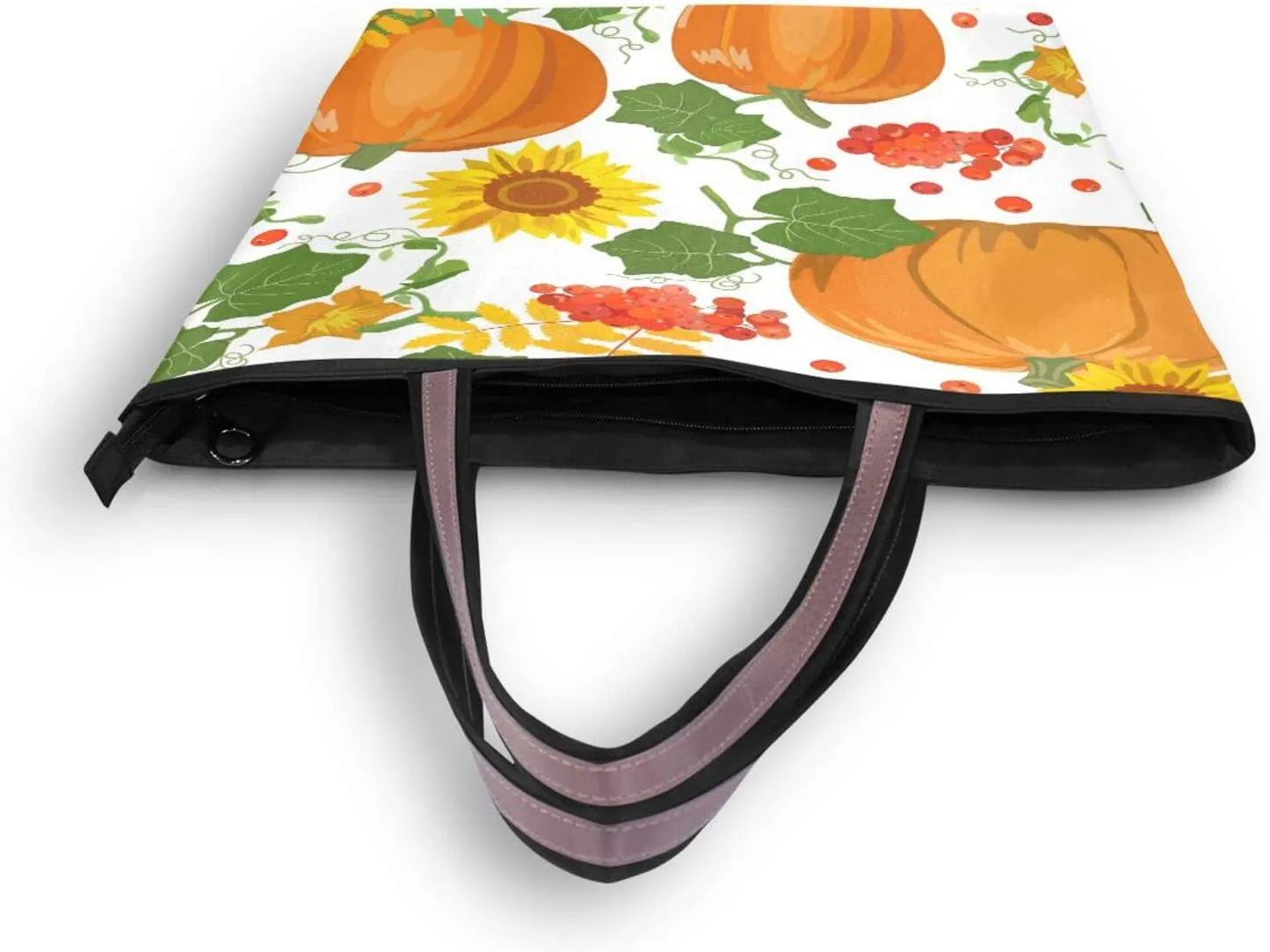JSTEL Halloween Pumpkin Tote Purse with Pockets and Compartments,Halloween Tote Bag Zippered