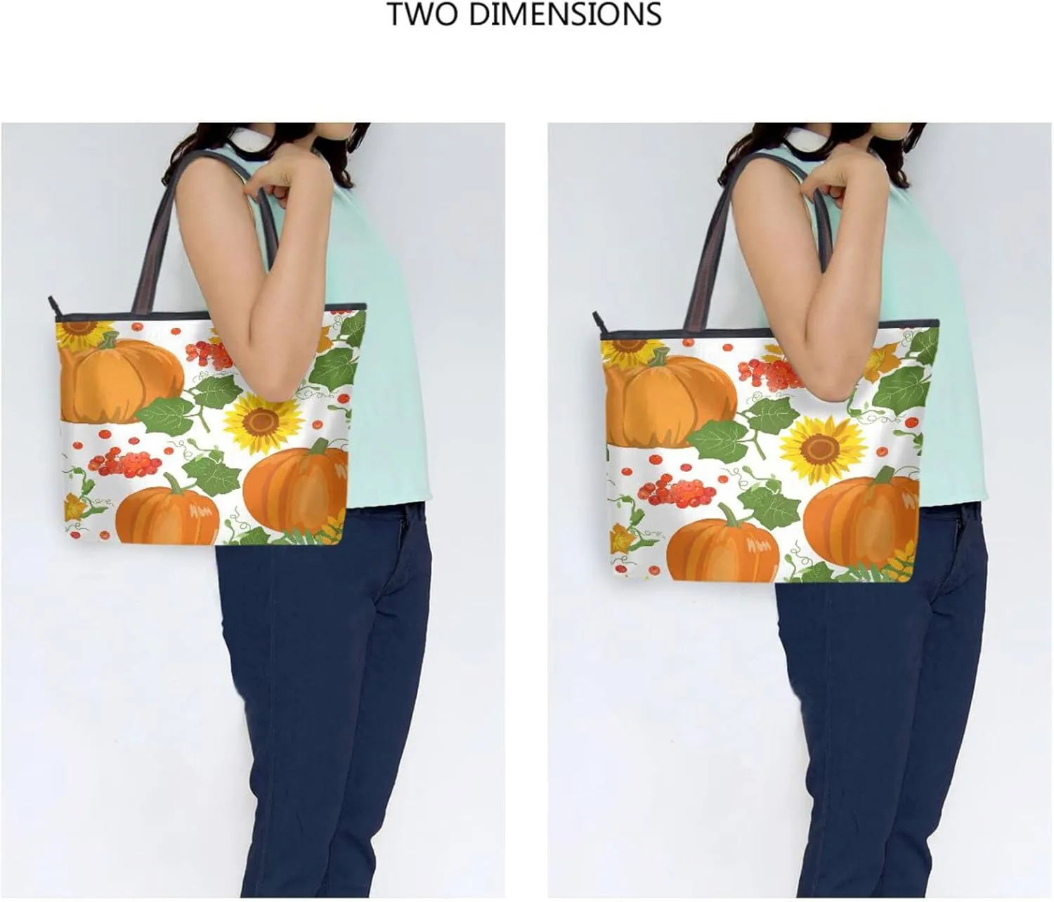JSTEL Halloween Pumpkin Tote Purse with Pockets and Compartments,Halloween Tote Bag Zippered