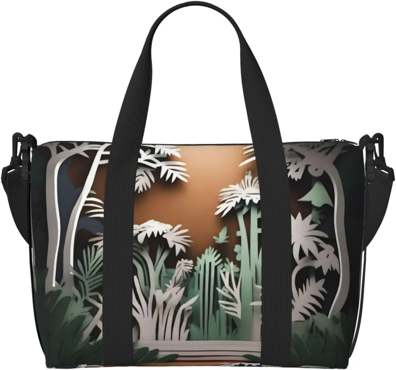 Jungle Paper Cutout Travel Duffel Bag Tote Carry On Luggage Bag Water Resistant Weekender Overnight Bags For Foldable