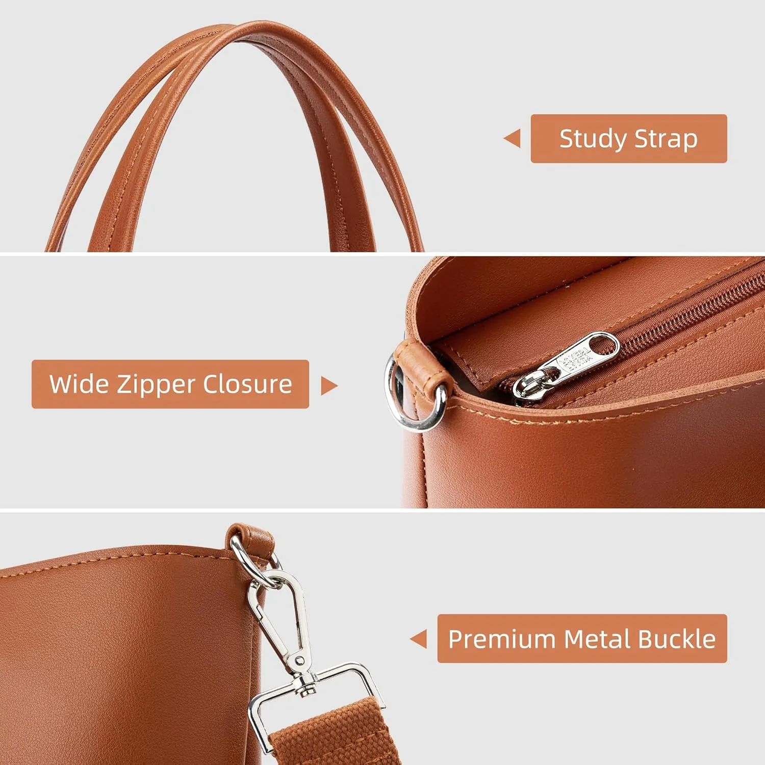 KALIDI Tote Bag Zipper Shoulder Bag Faux Leather Purses Satchel for Women Large Casual Handbag Work Dating College