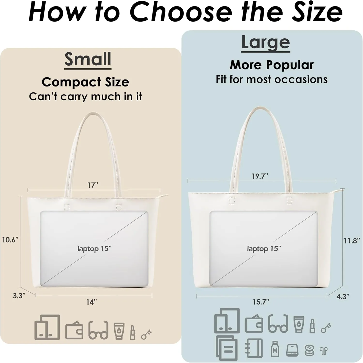 KALIDI Tote Bag Zipper Shoulder Bag Faux Leather Purses Satchel for Women Large Casual Handbag Work Dating College