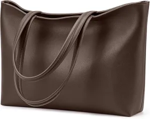 KALIDI Tote Bag Zipper Shoulder Bag Faux Leather Purses Satchel for Women Large Casual Handbag Work Dating College