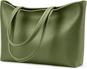 KALIDI Tote Bag Zipper Shoulder Bag Faux Leather Purses Satchel for Women Large Casual Handbag Work Dating College