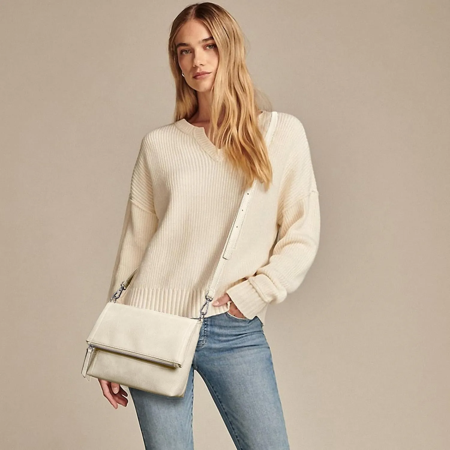 KALIDI Vintage Vegan Leather Crossbody Bag PU Shoulder Bag Handbag Multiple Pockets Adjustable Removable Strap Women