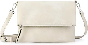 KALIDI Vintage Vegan Leather Crossbody Bag PU Shoulder Bag Handbag Multiple Pockets Adjustable Removable Strap Women