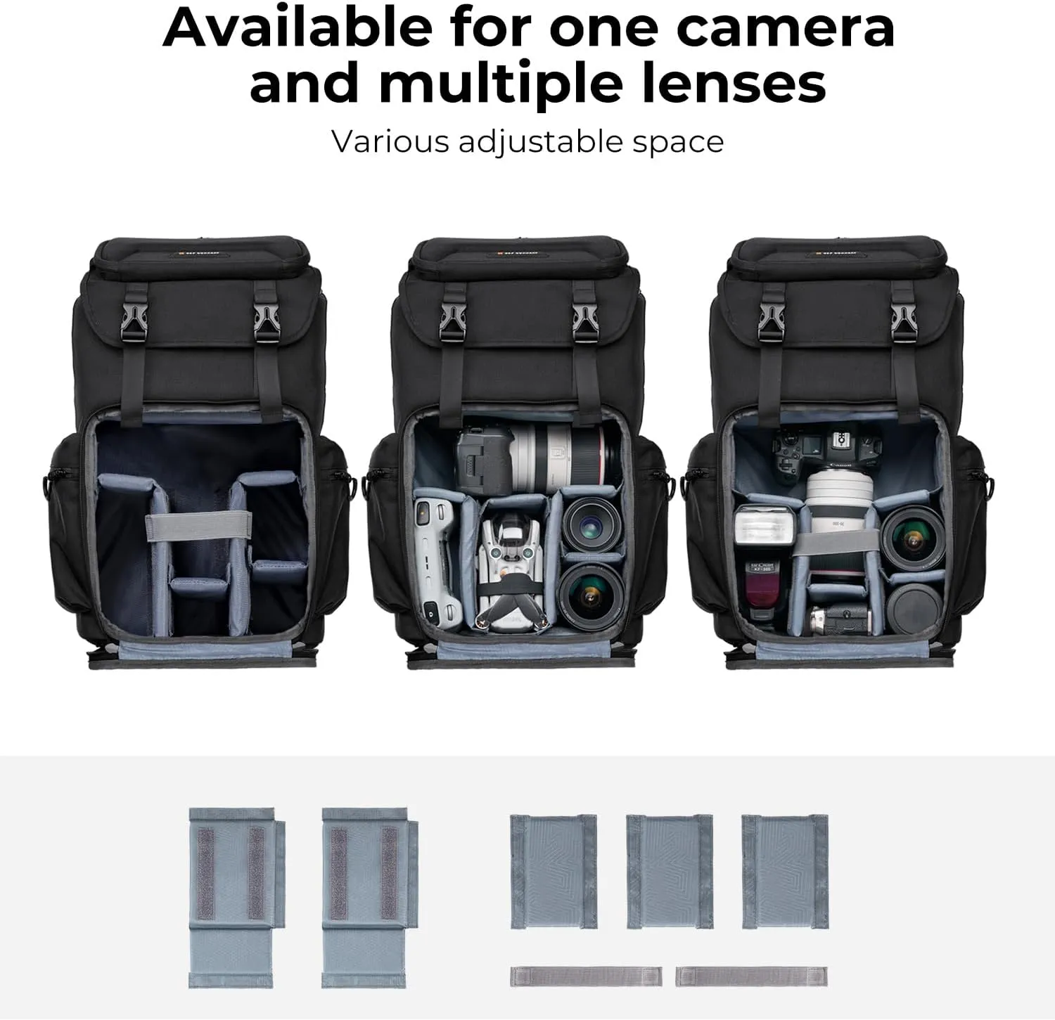 K&F Concept Camera Backpack, Hard Shell Camera Bag, Large Capacity Photography Backpack with 15.6" Laptop Compartment & Tripod Holder & Rain Cover