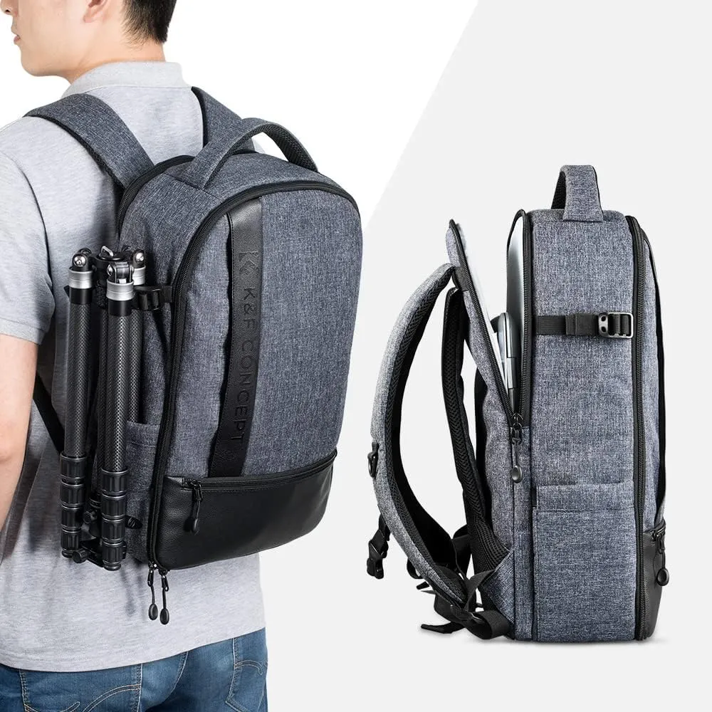 K&F Concept Camera Backpack Professional DSLR Camera Bag Waterproof Photography Bag for DSLR Cameras 15 inch with Laptop/Tripod/Lenses Large Capacity Bag