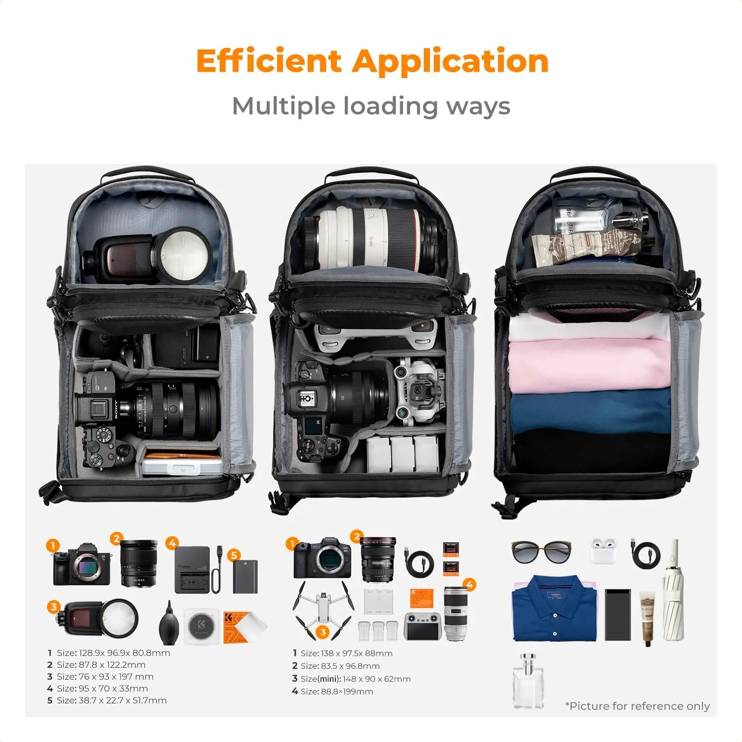 K&F Concept Camera Sling Bag Crossbody Bag Hardshell Camera Shoulder Backpack DSLR/SLR/Mirrorless Camera Case Photography Bags for Photographer