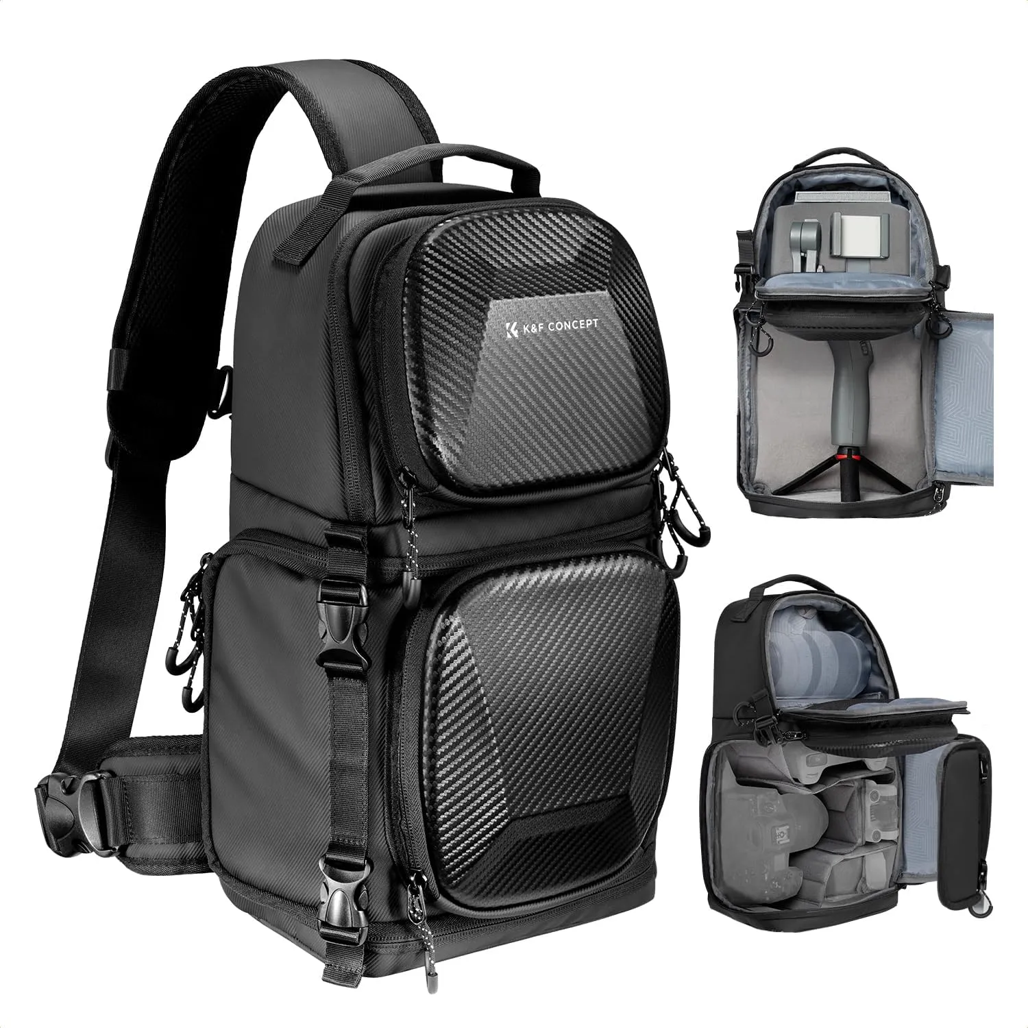 K&F Concept Camera Sling Bag Crossbody Bag Hardshell Camera Shoulder Backpack DSLR/SLR/Mirrorless Camera Case Photography Bags for Photographer