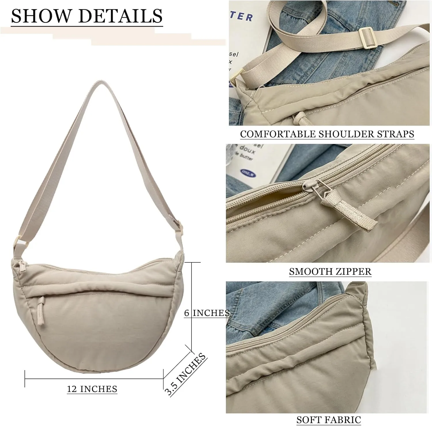 KARRESLY Fanny Packs Nylon Crescent Crossbody Purses Bag for Women Men Fashion Waist Packs Travel Sling Bag