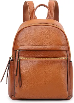 Kattee Genuine Leather Backpack Purse for Women Multi-functional Elegant Daypack Soft Leather Shoulder Bag Shopping Trip, Medium, Brown