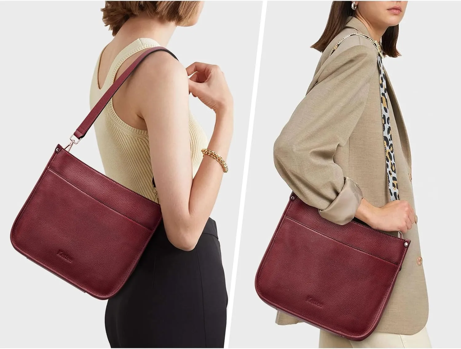 Kattee Leather Crossbody Bags for Women, Fashion Shoulder Purse, Hobo Handbags with Adjustable Strap