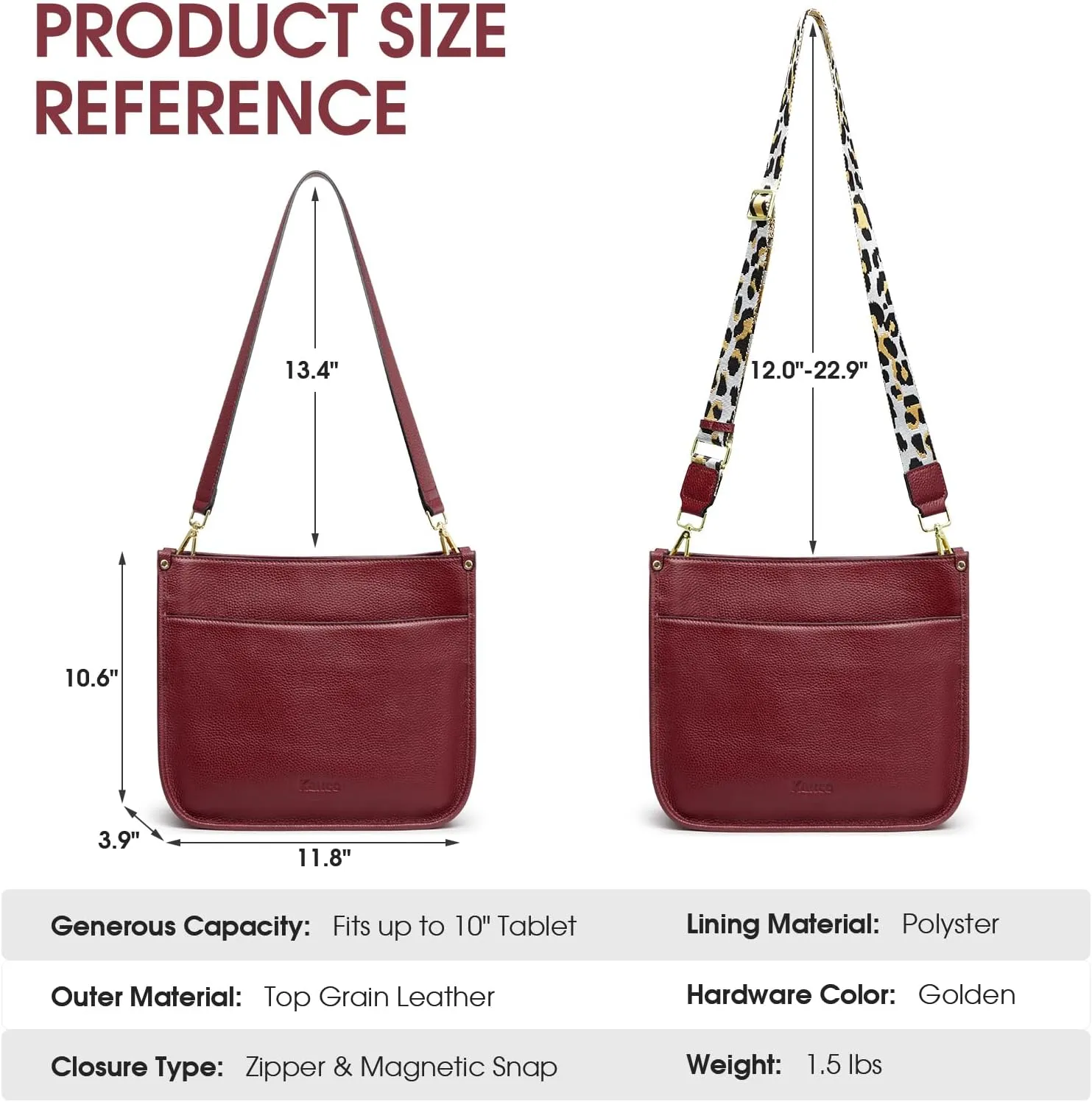 Kattee Leather Crossbody Bags for Women, Fashion Shoulder Purse, Hobo Handbags with Adjustable Strap