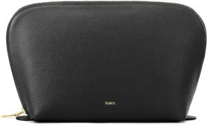 Kattee Leather Makeup Bag, Travel Cosmetic Bag Set, Toiletry Bag Organizer for Women, 1-PACK, Large, Black