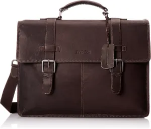 Kenneth Cole Reaction Colombian Leather Dual Compartment Flapover 13" Laptop Business Portfolio, Brown, One Size