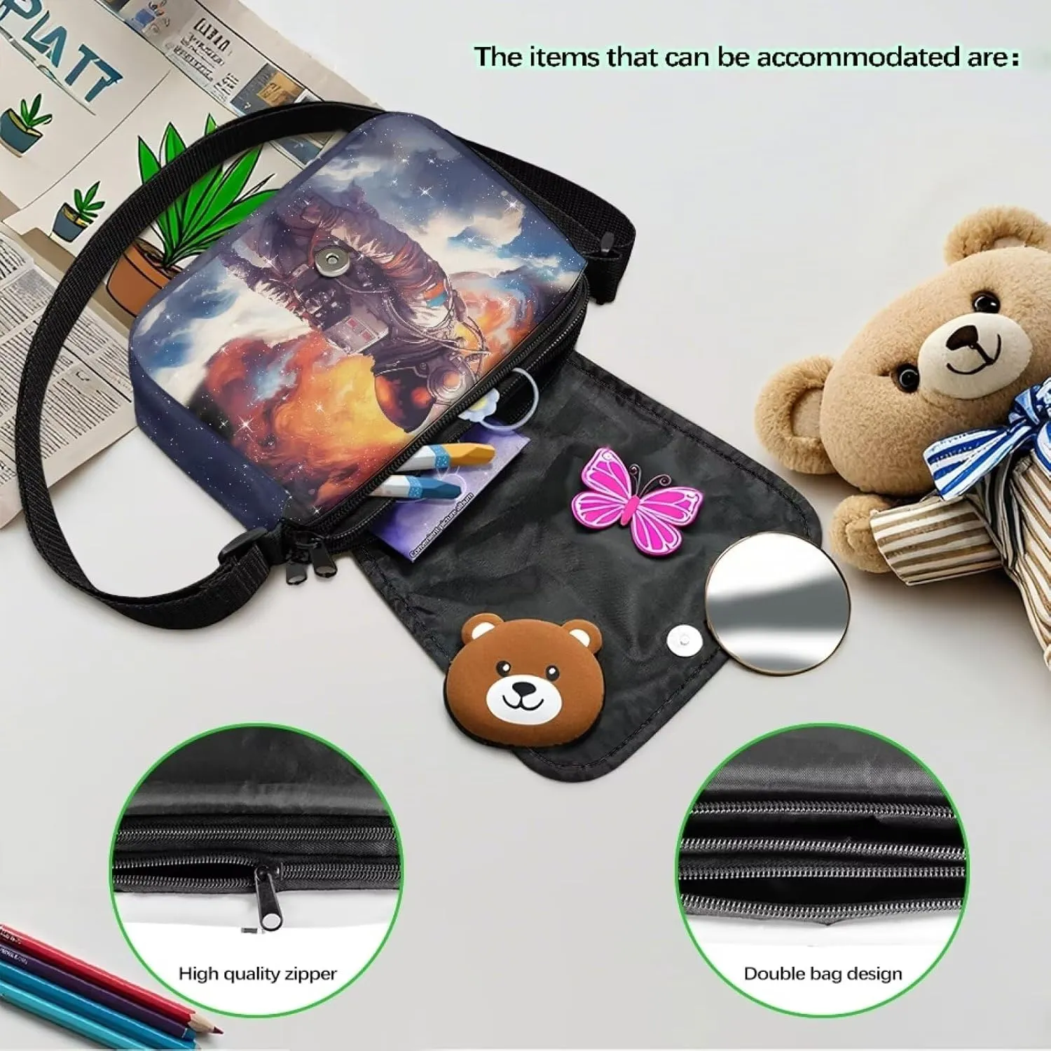 Kids Crossbody Bag for Girls Small Shoulder Bag for Kids Crossbody Handbags with Adjustable Strap for Travel