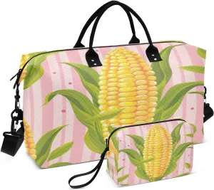 Kigai Golden Corn Foldable Travel Duffel Bags,Sports Duffel Bags for Men Women,Weekender Overnight Bag Gym Tote Bag with Toiletry Bag