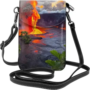 Kilauea Volcanos Print Small Crossbody Handbags Adjustable Shoulder Strap for Women Mini Cell Phone Purse