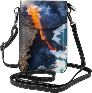 Kilauea Volcanos Print Small Crossbody Handbags Adjustable Shoulder Strap for Women Mini Cell Phone Purse